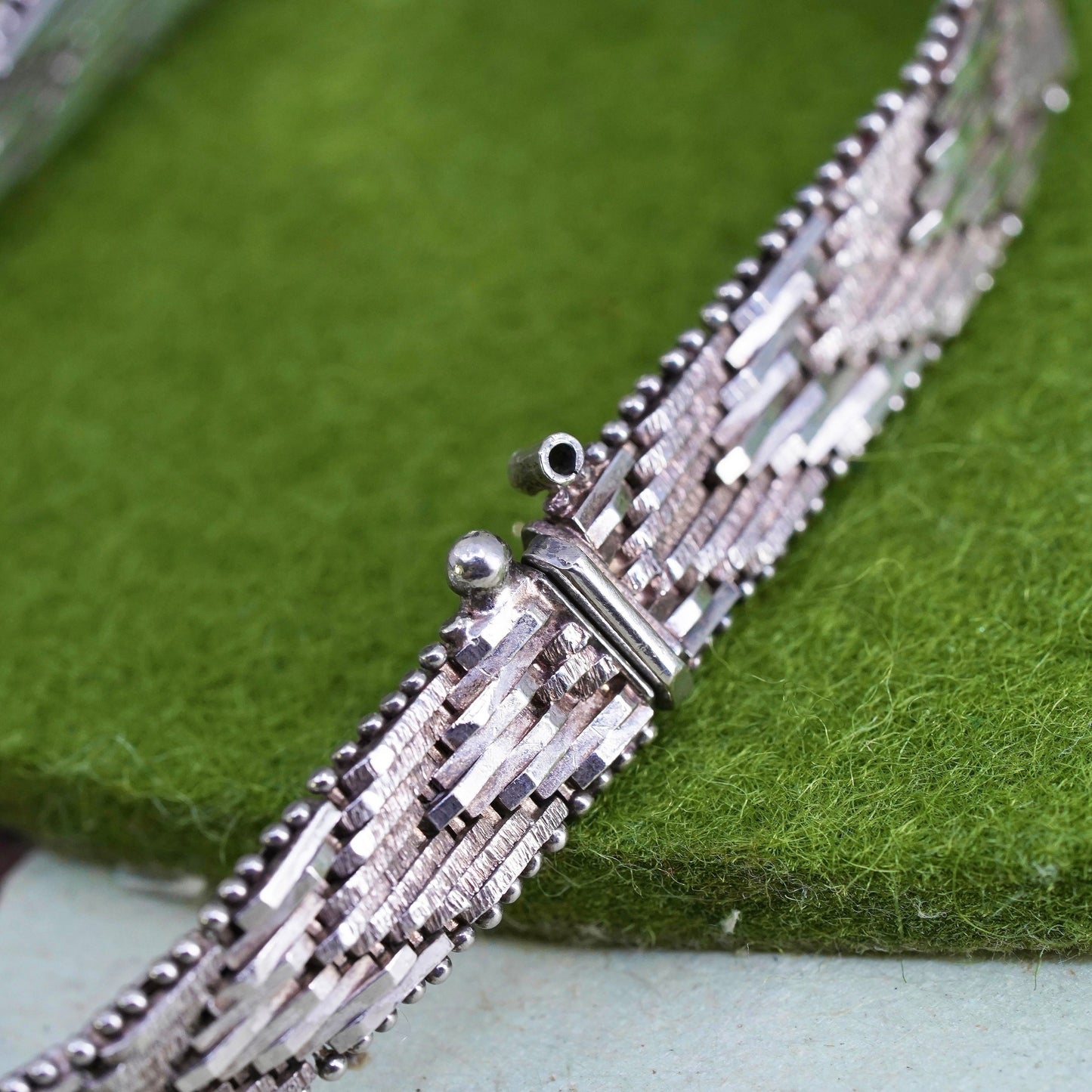 6.75", 8mm, Vintage sterling silver handmade bracelet, 925 silver Riccio chain