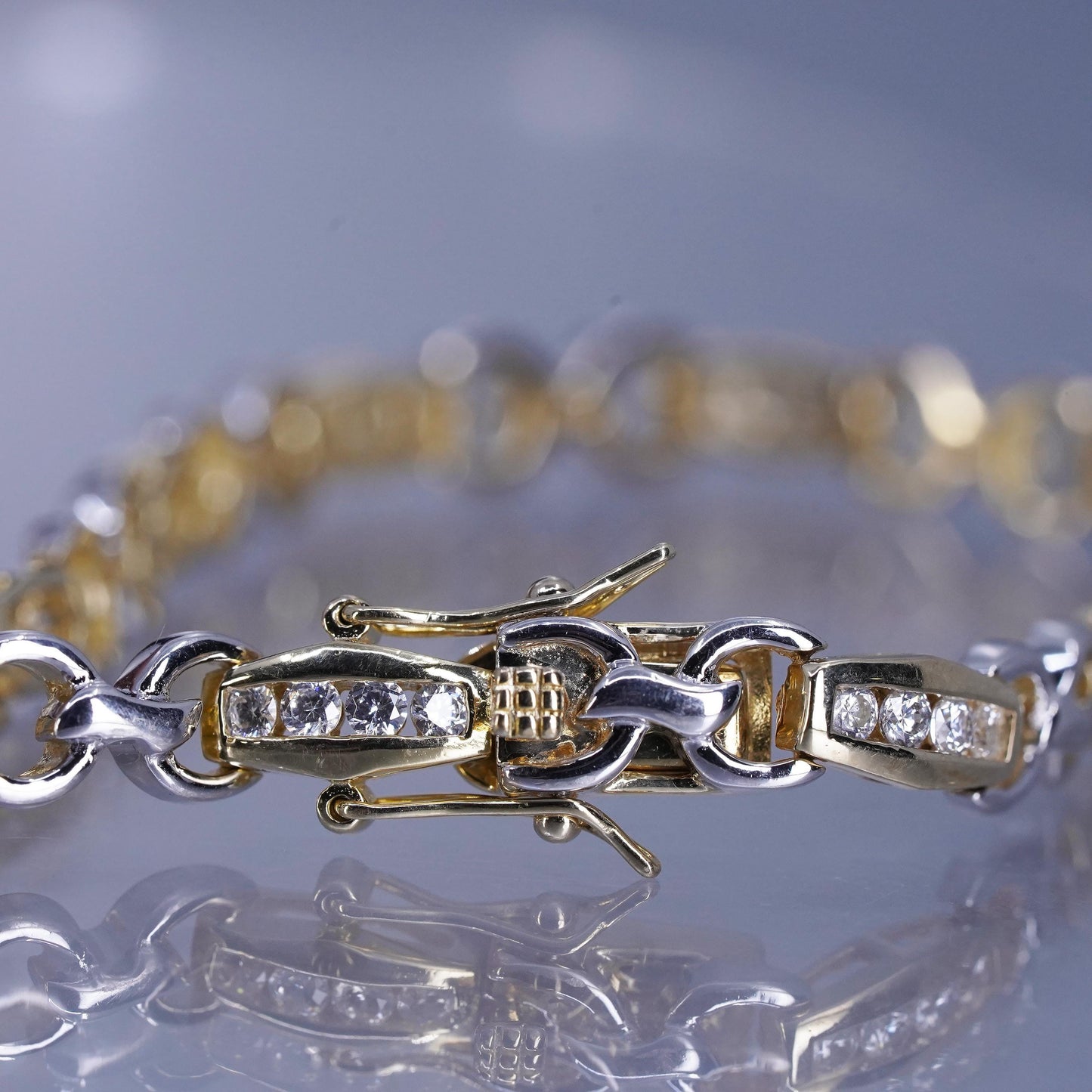 7.25”, Italy vermeil gold filled Sterling 925 silver tennis bracelet chain cz