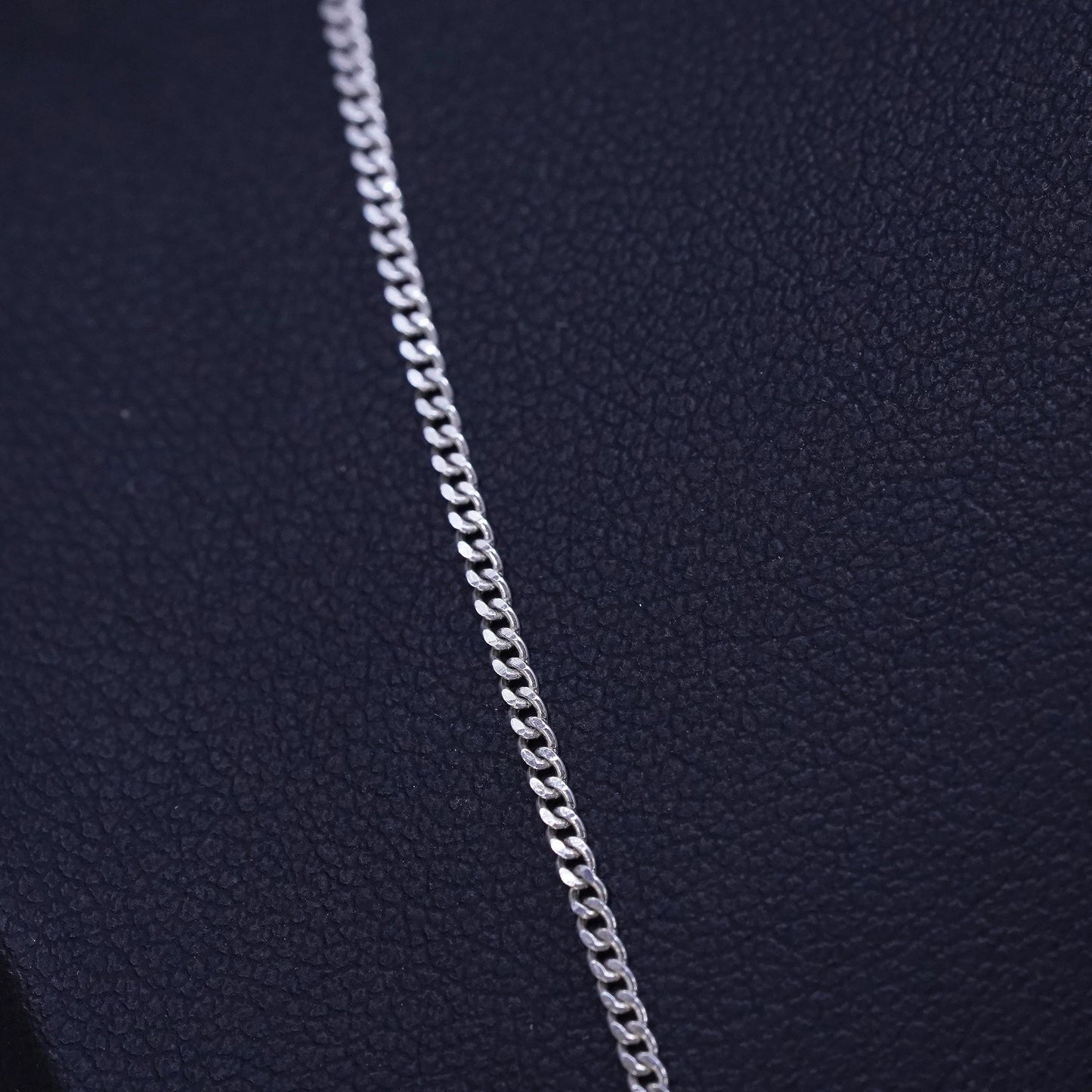 20”, 1mm, vintage Sterling silver necklace, 925 flatten curb chain
