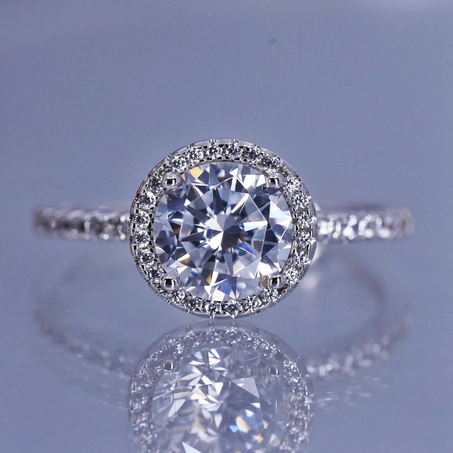 Size 9, vintage Sterling 925 silver statement engagement ring with cluster Cz