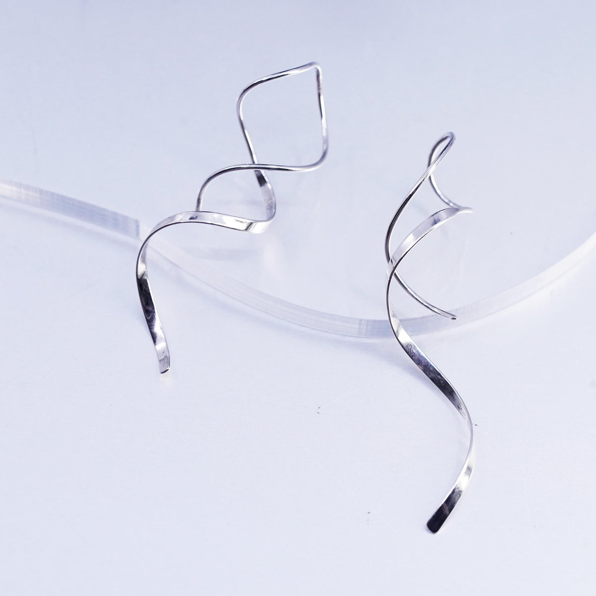 Vintage Sterling 925 silver handmade twisted earrings drops