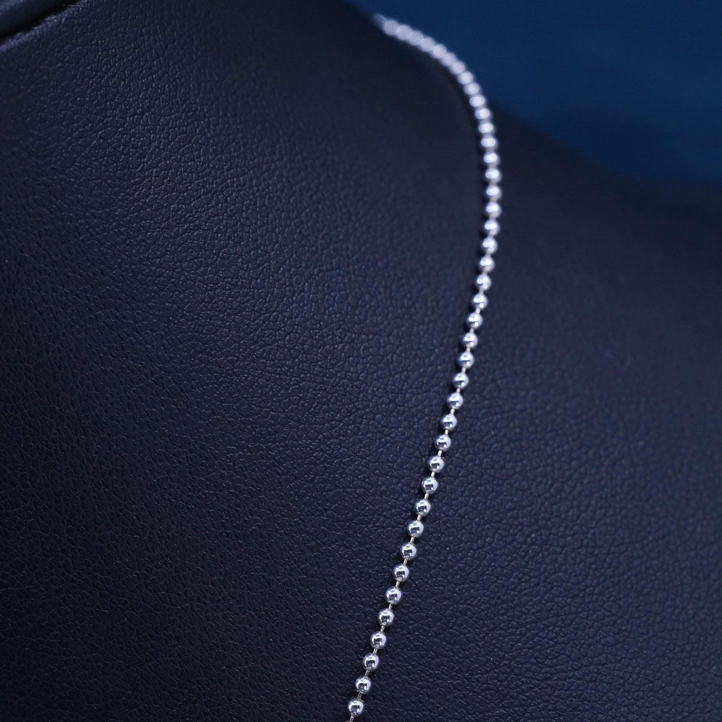 18" 1mm, vintage Italian Sterling silver necklace, 925 beads chain