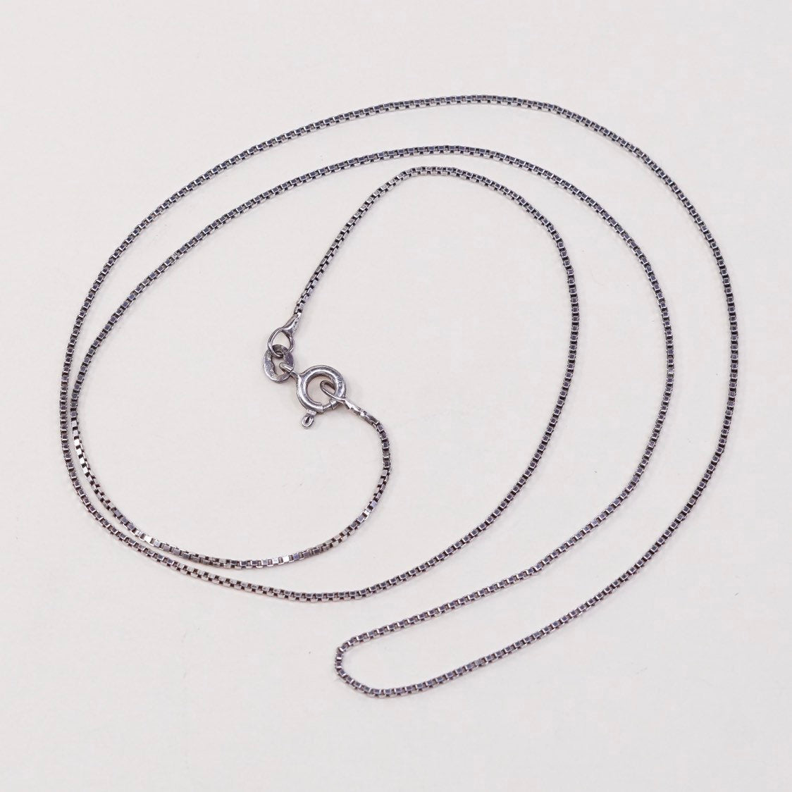 24", vtg Italian sterling silver box chain, made in Italy silver chain