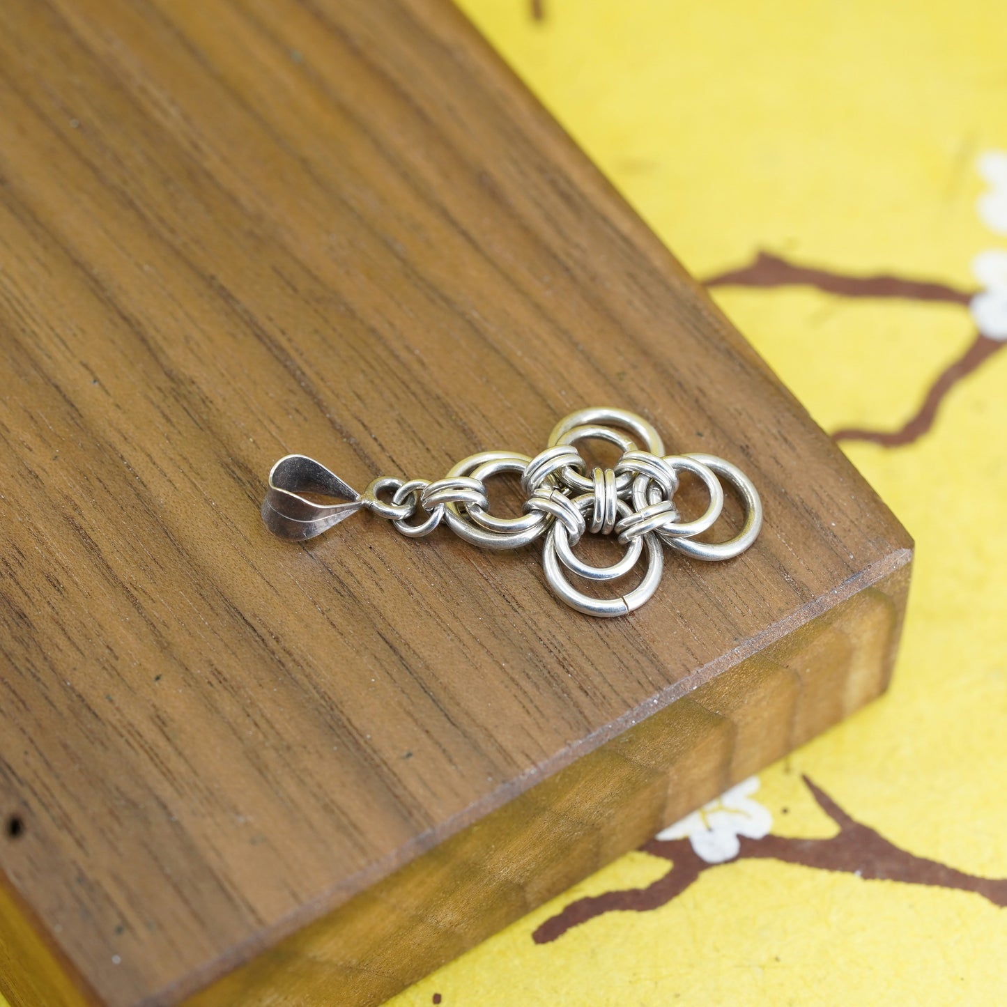 Vintage sterling silver handmade pendant, 925 entwined cross