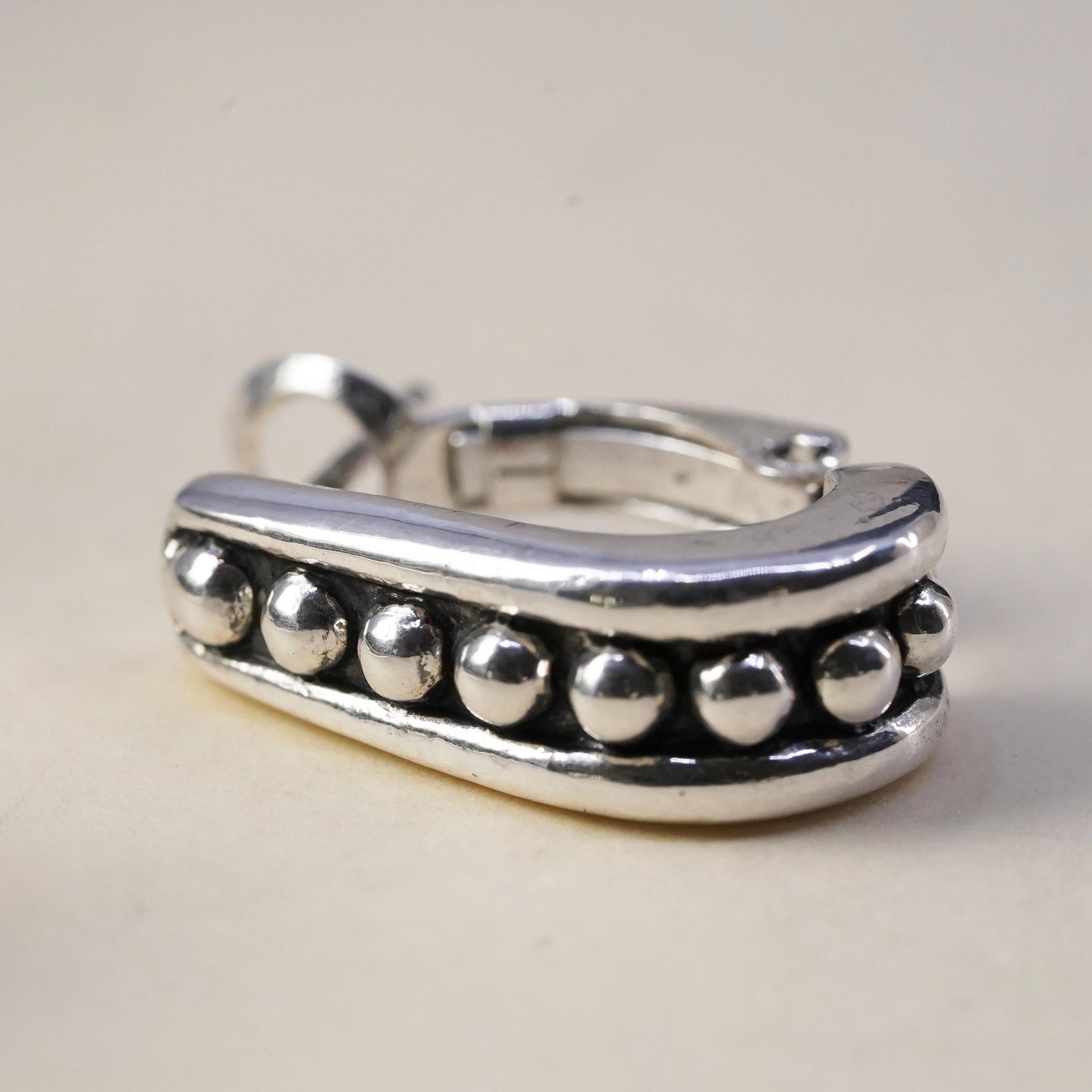 Vintage handmade single 1 earring. Sterling 925 silver huggie stud with beads