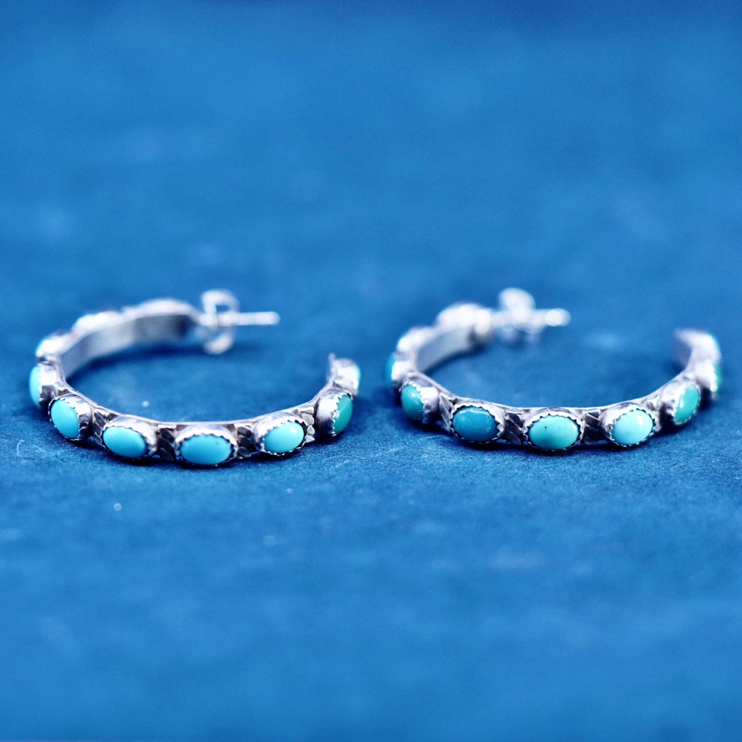 1.5”, Native American Ernest Rangel Sterling silver 925 earrings with turquoise