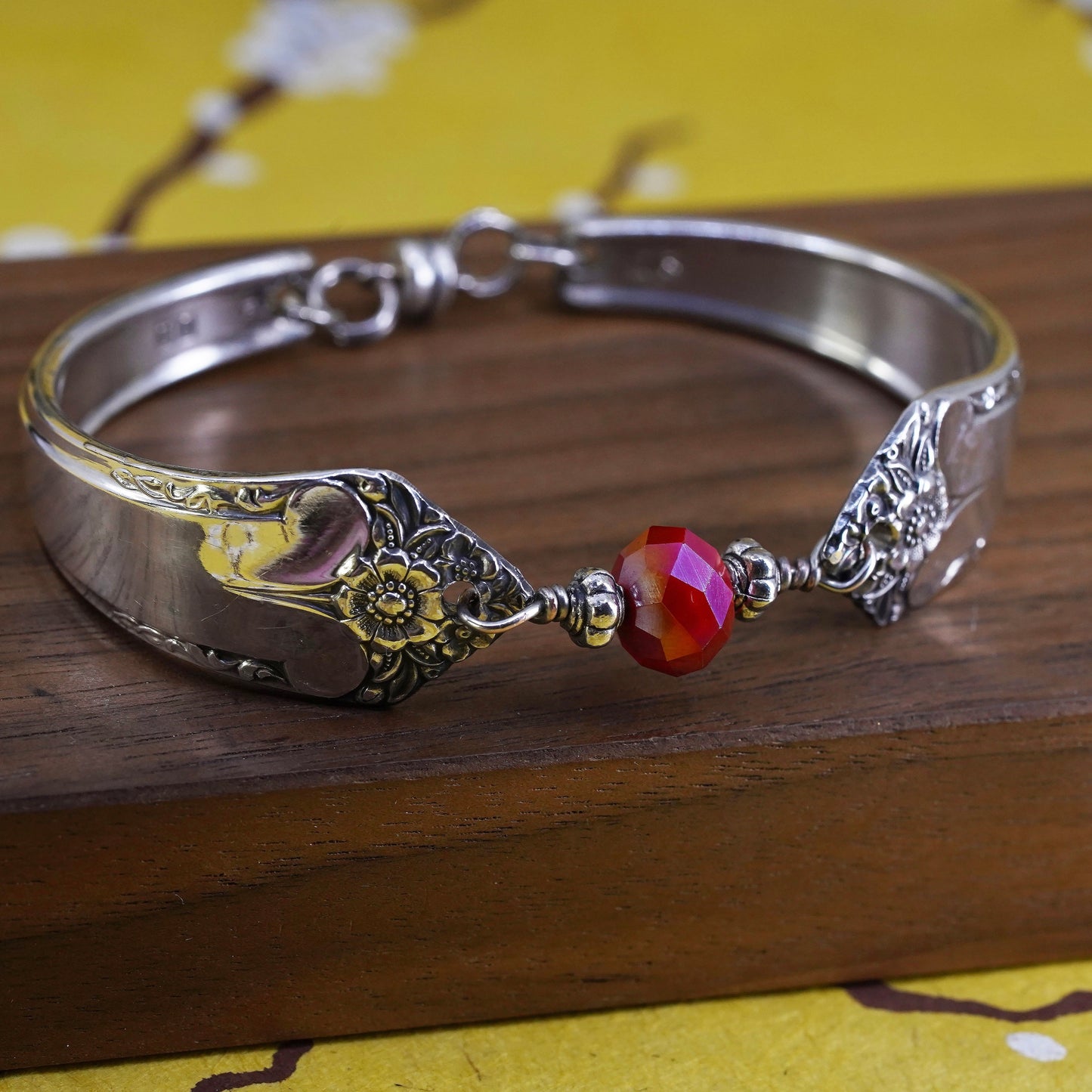 6.5”, Vintage Sterling silver spoon bracelet, 925 Silver Handmade bangle