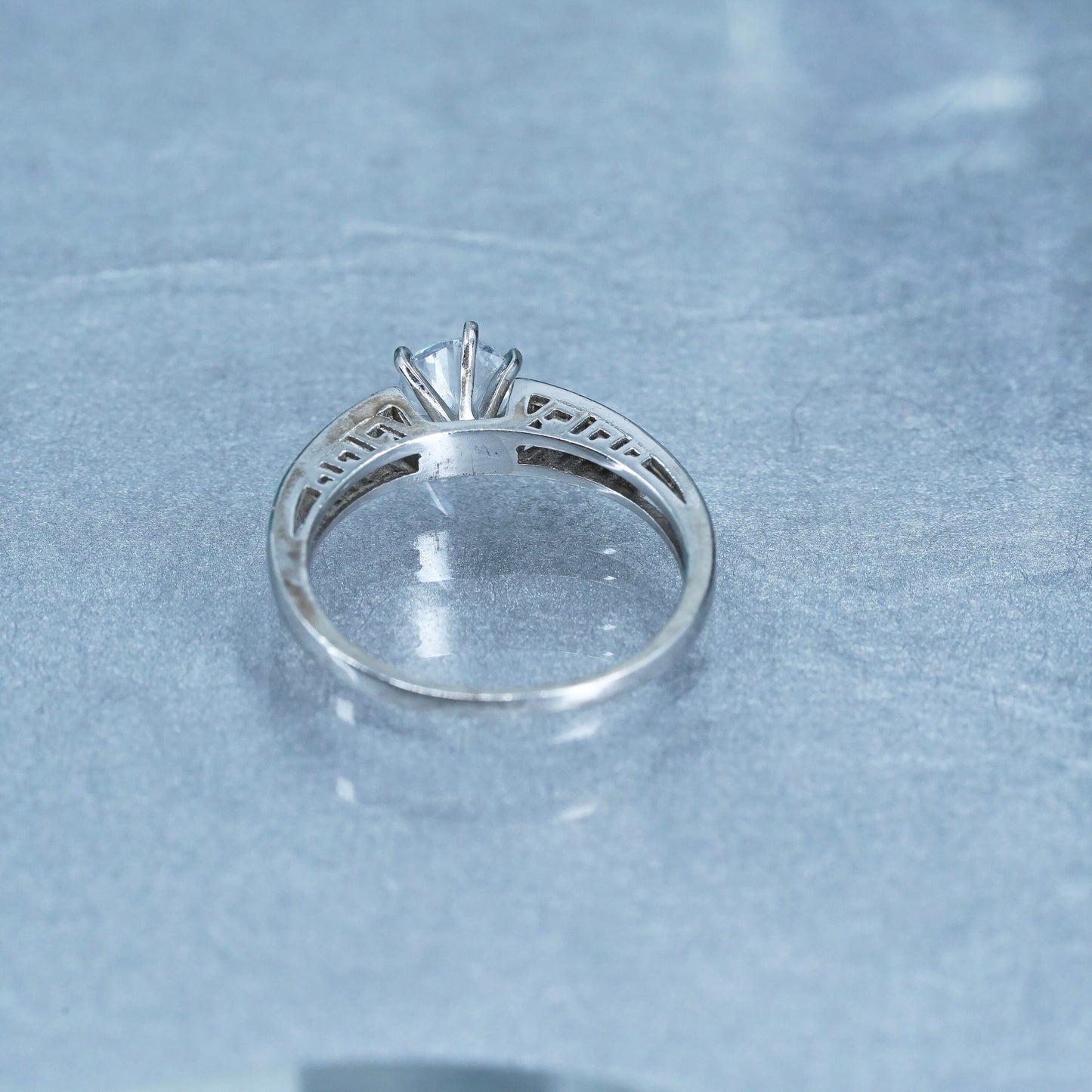Size 7.25, vintage Sterling 925 silver handmade engagement ring with cluster Cz