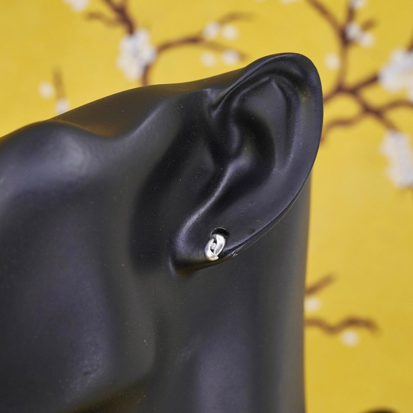 Vintage Sterling silver clear round crystal studs, cz earrings