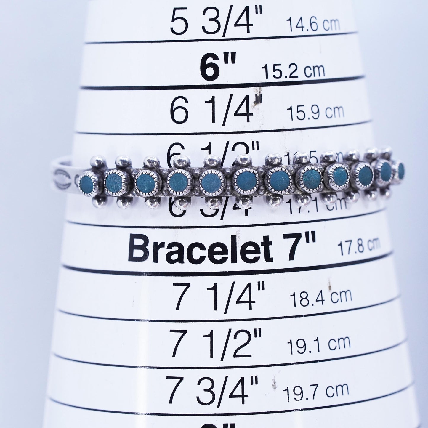6.5”, Navajo Native American Sterling 925 silver bracelet, cuff turquoise
