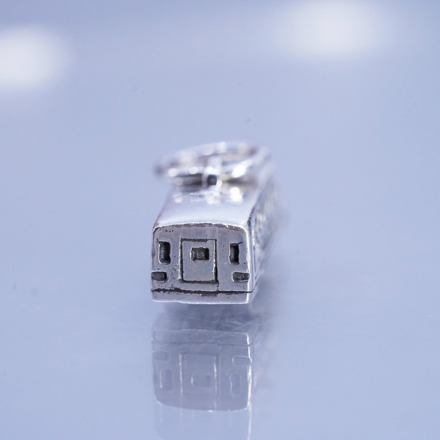 Vintage Sterling silver handmade 925 school bus charm pendant embossed Dresden