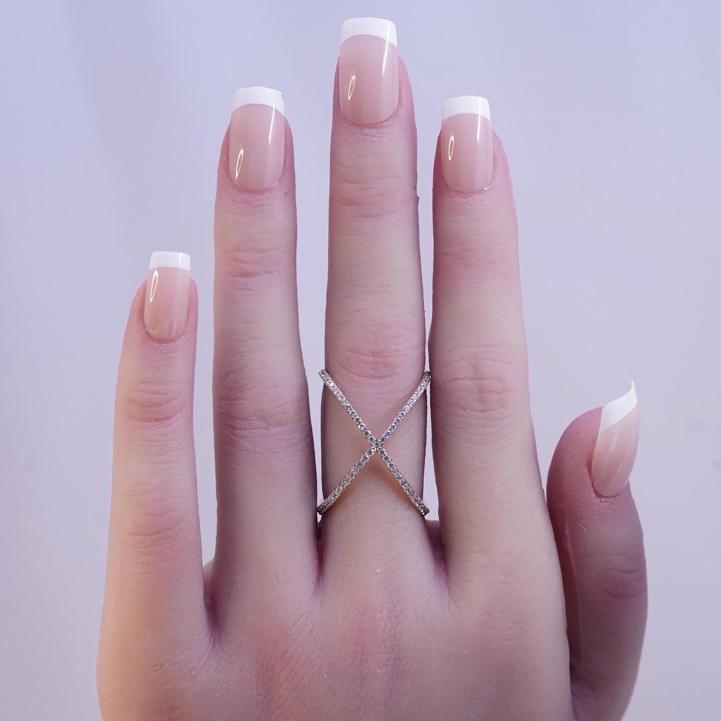 Size 10.5, yellow gold plated sterling 925 silver ring cluster Cz, cross band