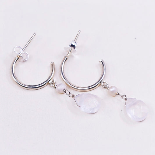 0.5”, vtg light gold sterling silver loop earrings, minimalist primitive hoops