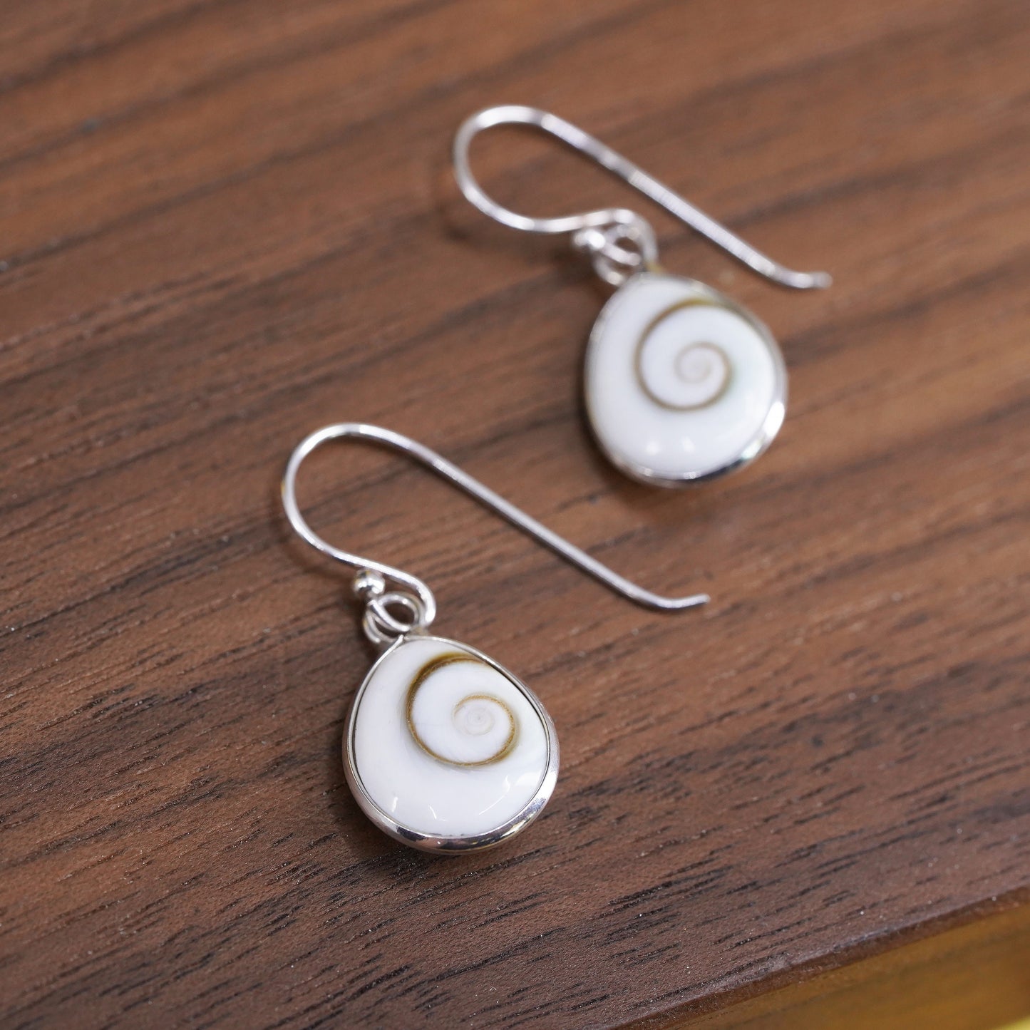 Sterling 925 Silver Shiva eye teardrop earrings | Mexican Jewelry, fossil shell
