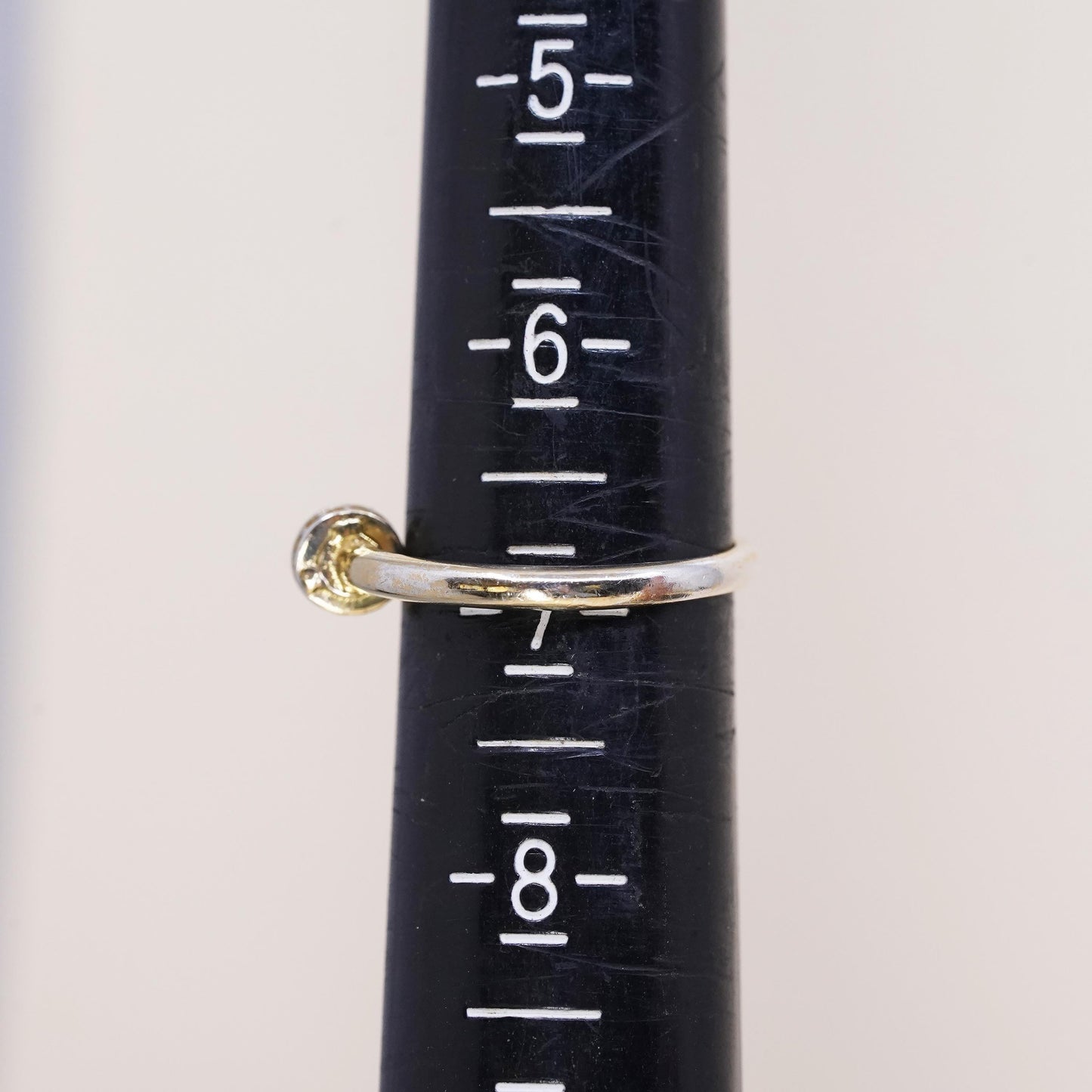 Size 7, Vermeil gold over sterling 925 silver stackable nail ring cluster Cz