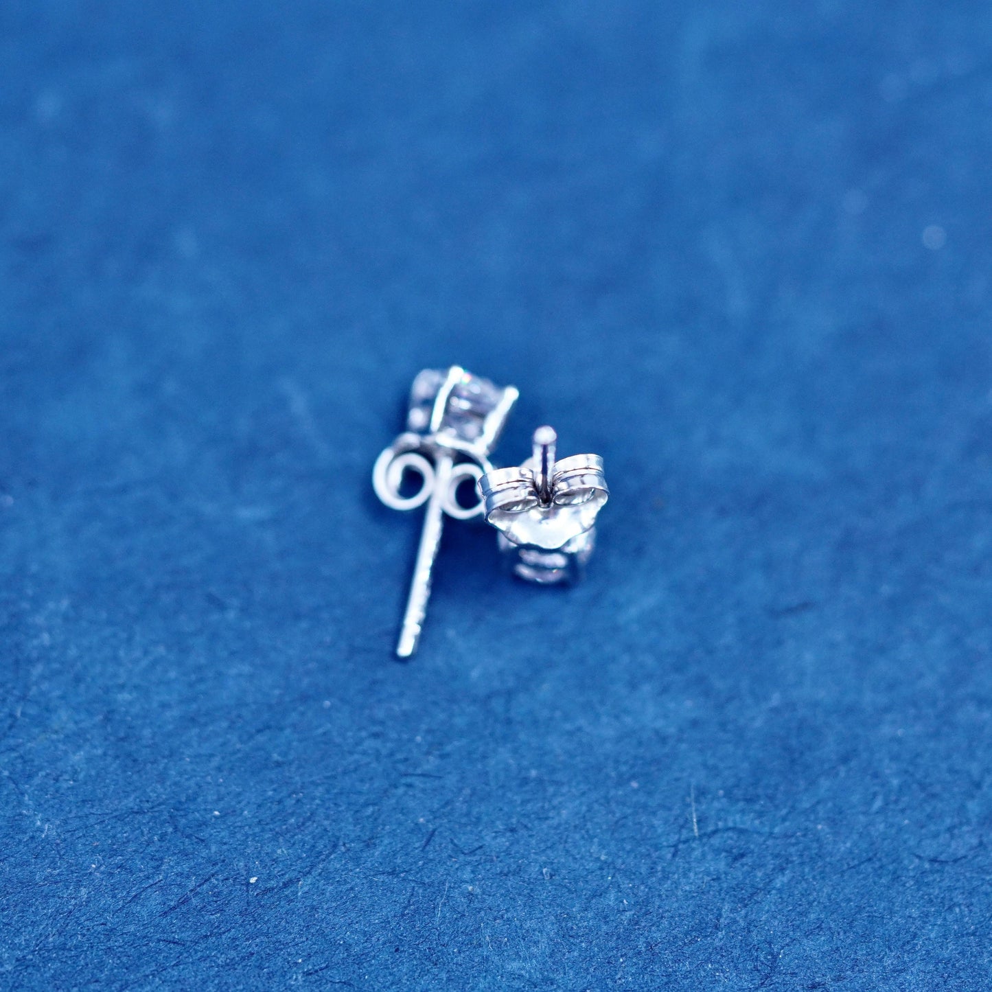 3mm, Vintage sterling silver handmade earrings, 925 studs with CZ