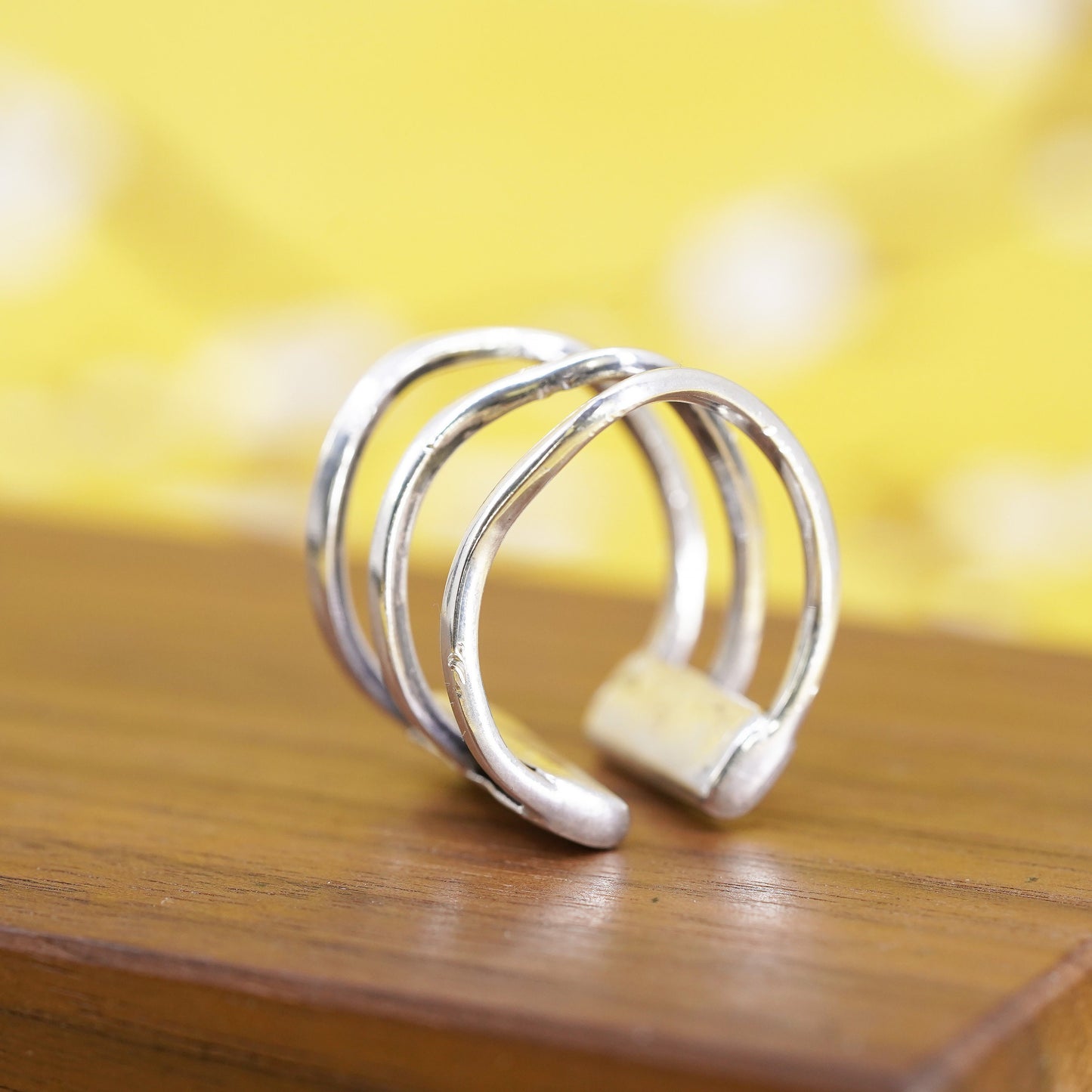 Size adjustable, vintage Sterling silver handmade ring, 925 band, open end
