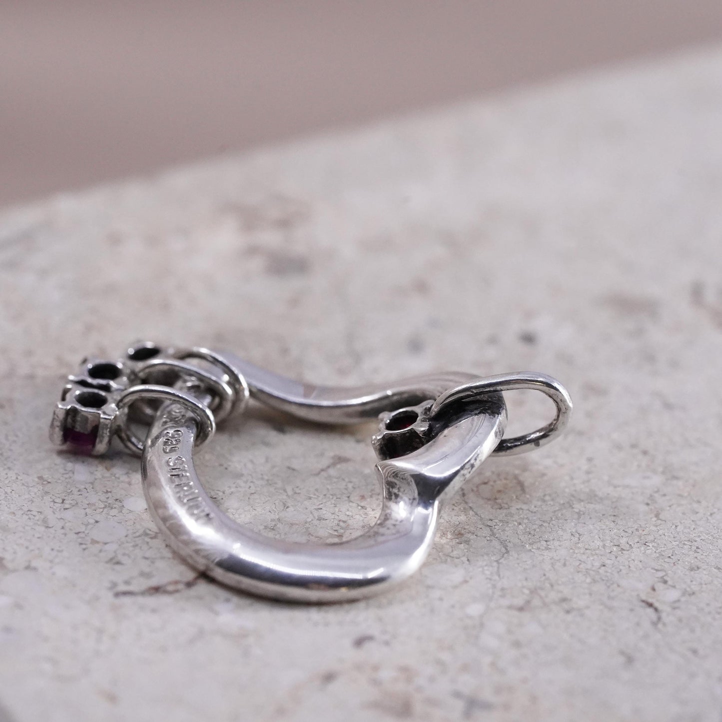 Lenox Sterling Silver Sliding ruby diamond Charm Pendant Heart Multi Birthstone