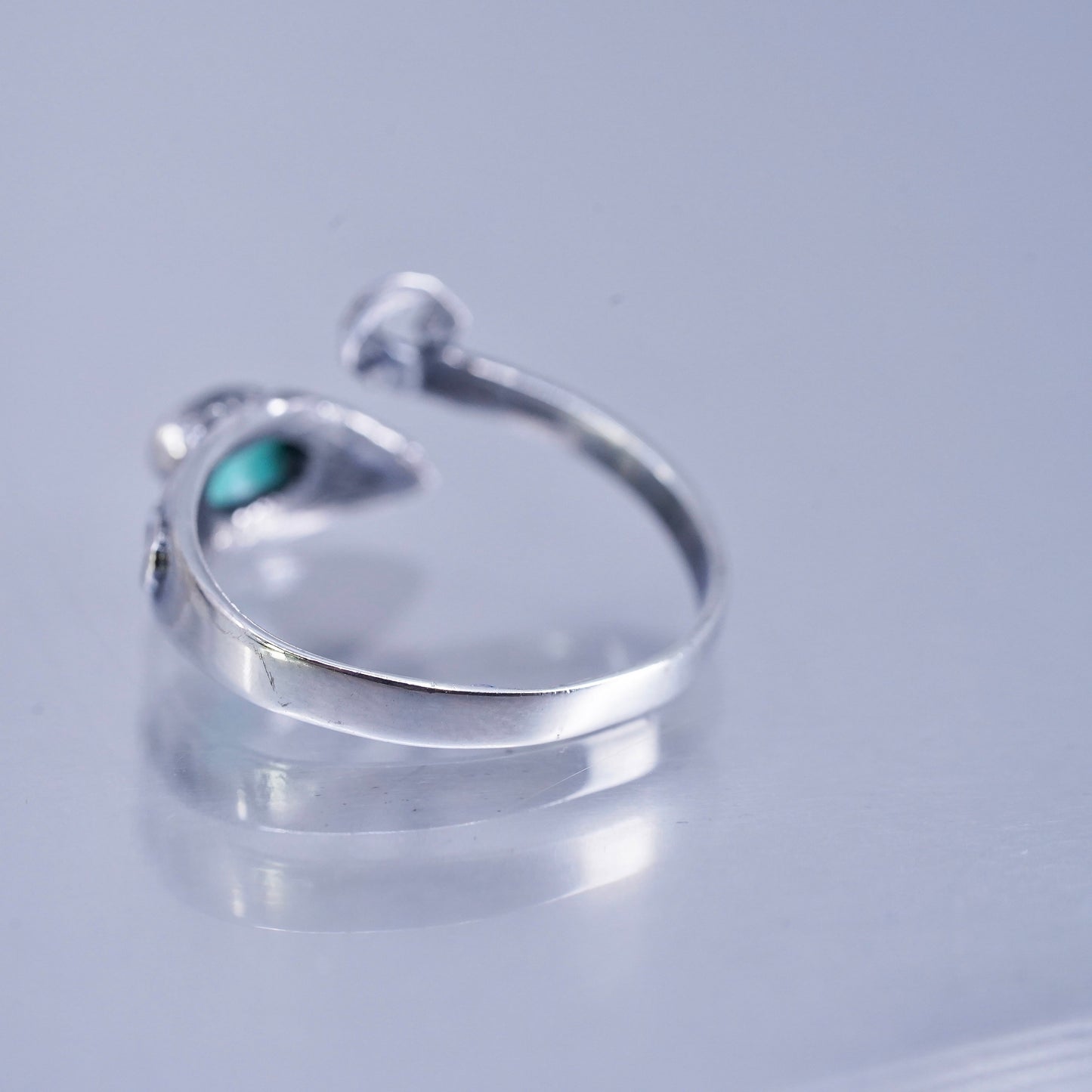 Size adjustable, vintage Sterling 925 silver handmade wrap snake ring turquoise