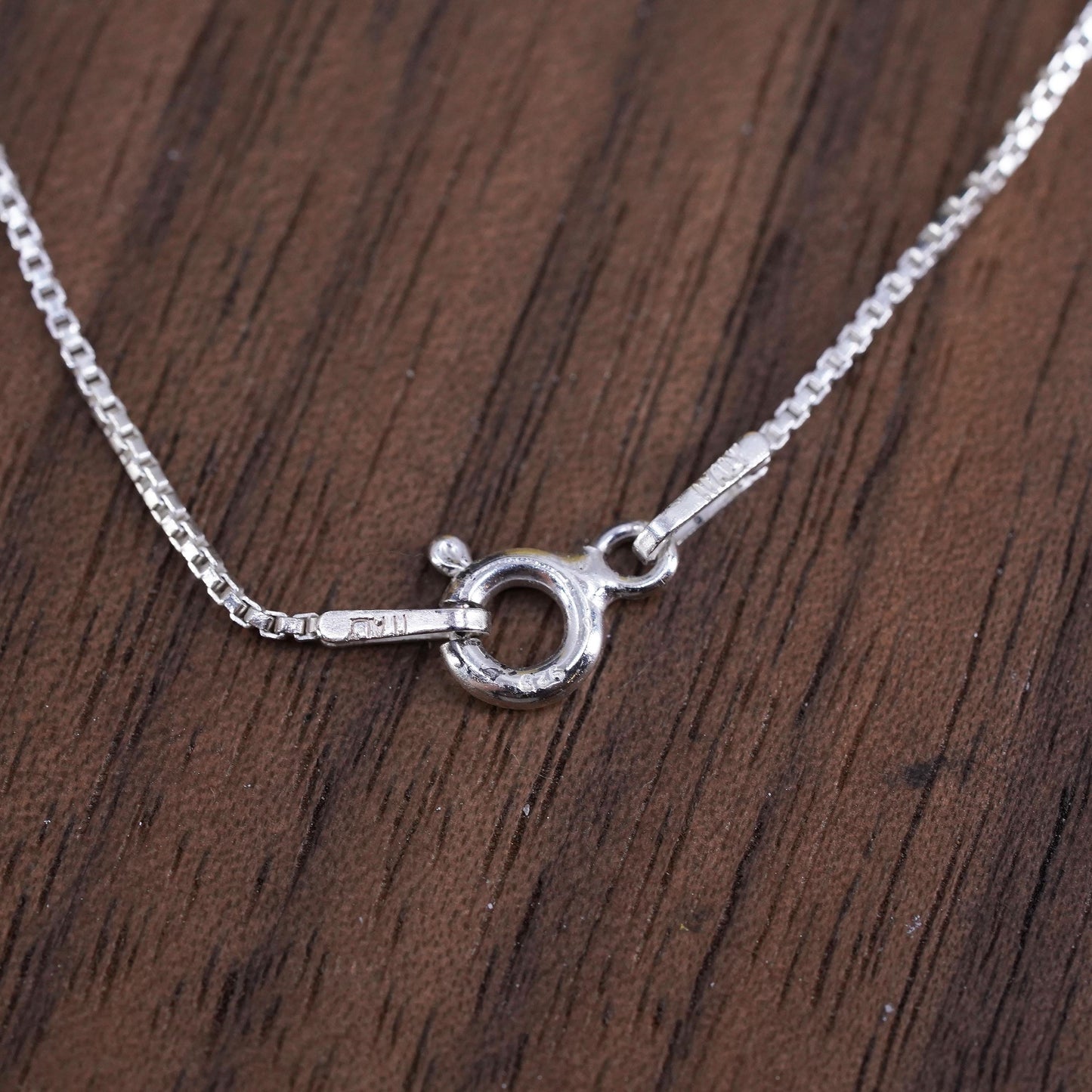 16", vintage Sterling silver box chain necklace 925 golden tiger eye pendant