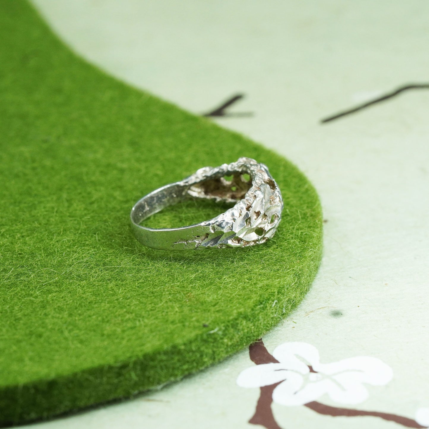Size 5.5, vintage sterling silver handmade ring, Mexico textured 925 band