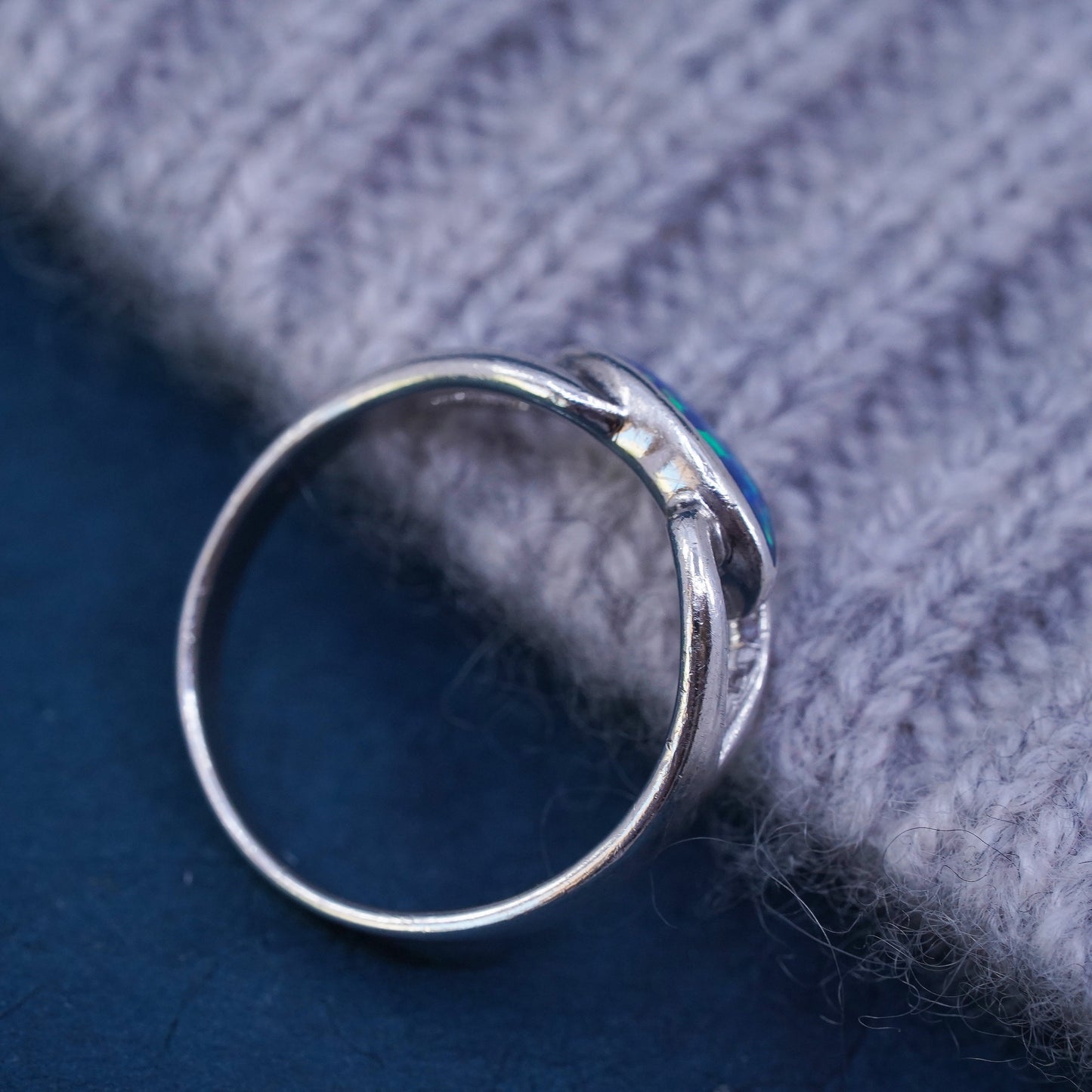 Size 7.75, VTG Sterling Silver Native American opal Ring, ring, 925 band opal