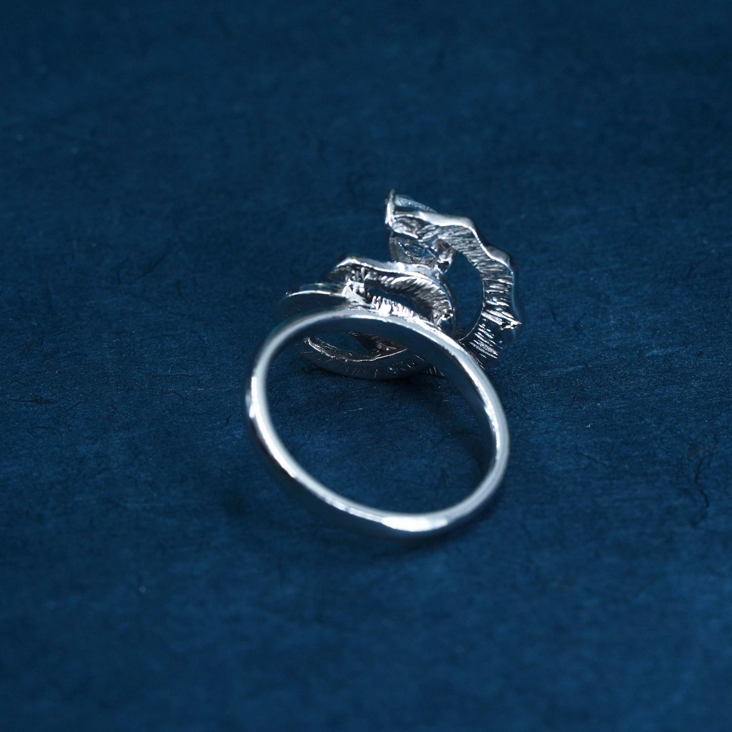 Size 8, vintage Sterling 925 silver engagement ring with cz