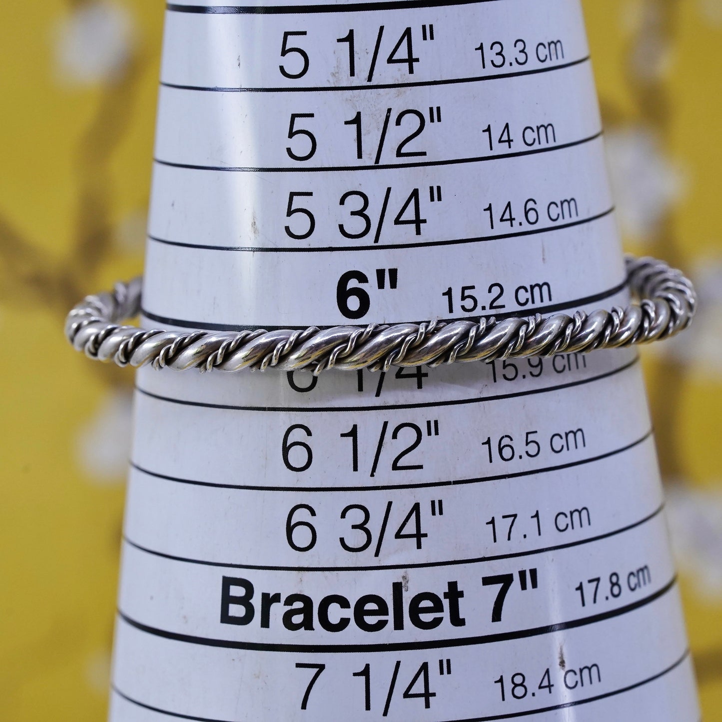 6.25”, Vintage Sterling silver handmade bracelet, 925 twisted cable cuff