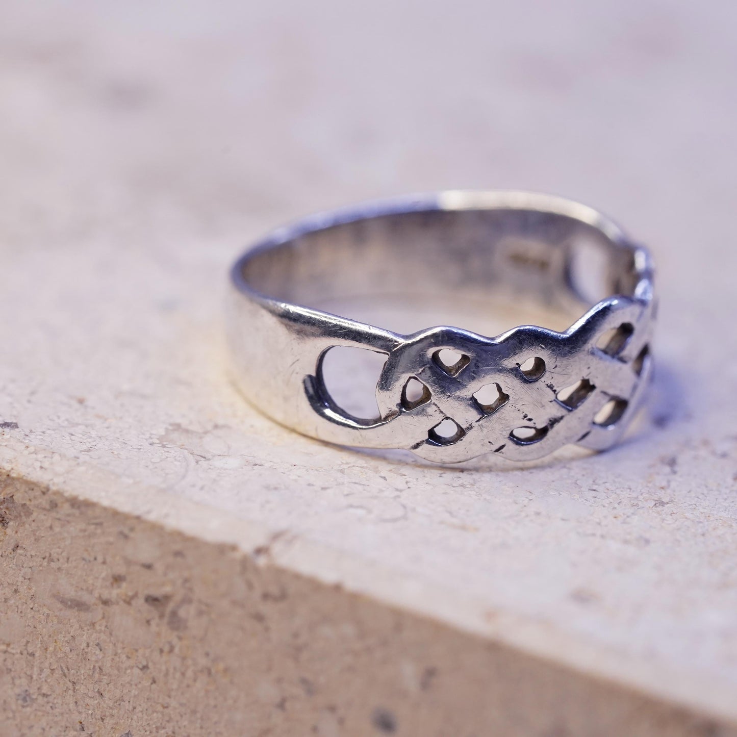 Size 7, vintage Sterling silver handmade ring, 925 Filigree band