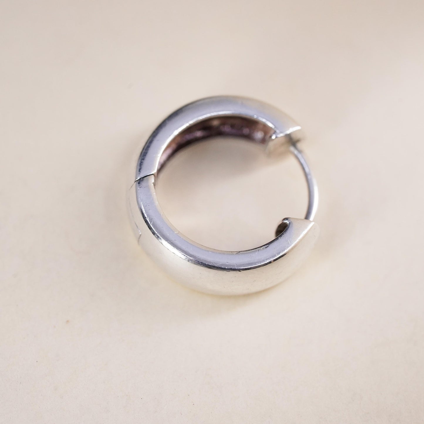 0.5”, Vintage sterling silver single earring, 925 huggie hoop