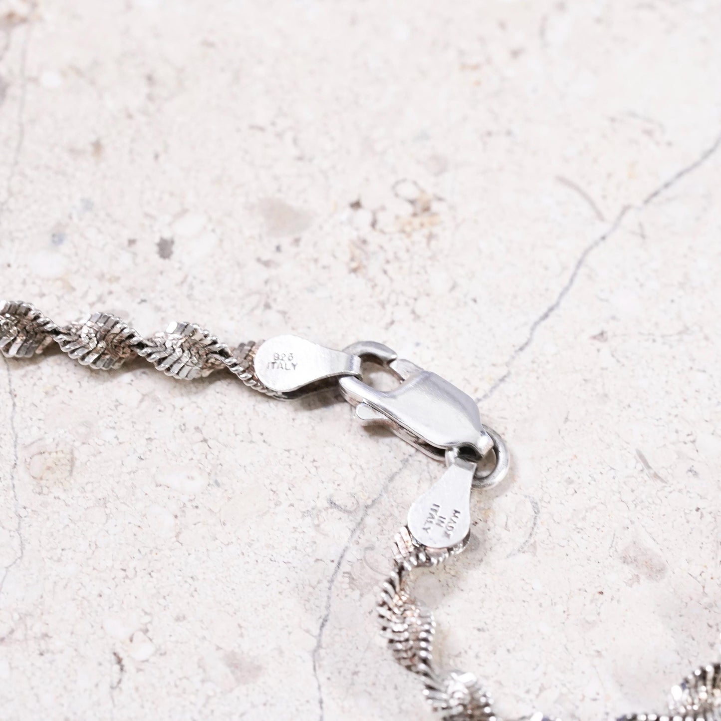 24", vintage Sterling silver handmade chain, 925 twisted herringbone necklace