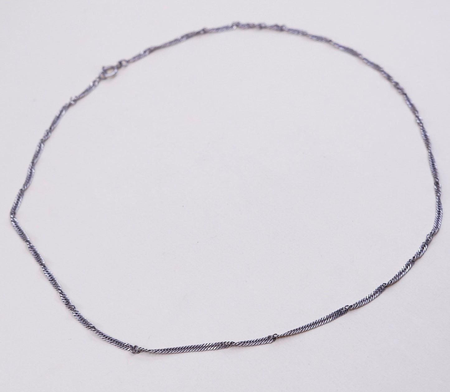 18”, 2mm, Vintage sterling silver Italy 925 silver twisted curb chain, necklace