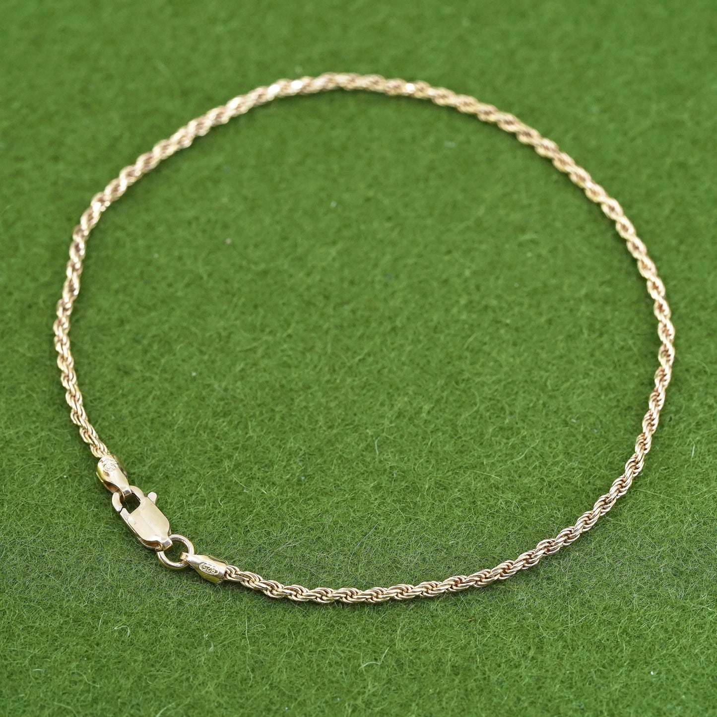 9”, vermeil yellow gold sterling silver bracelet, Italy 925 ankle chain anklet