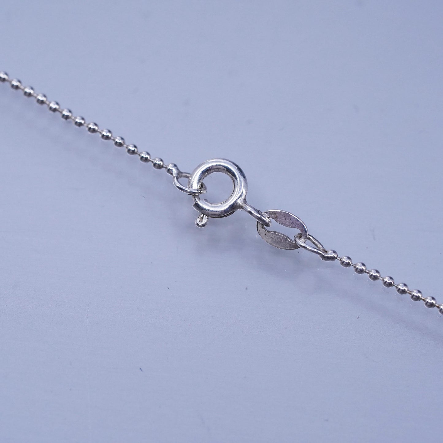 18” 1mm, vintage Italy Sterling 925 silver bead chain necklace