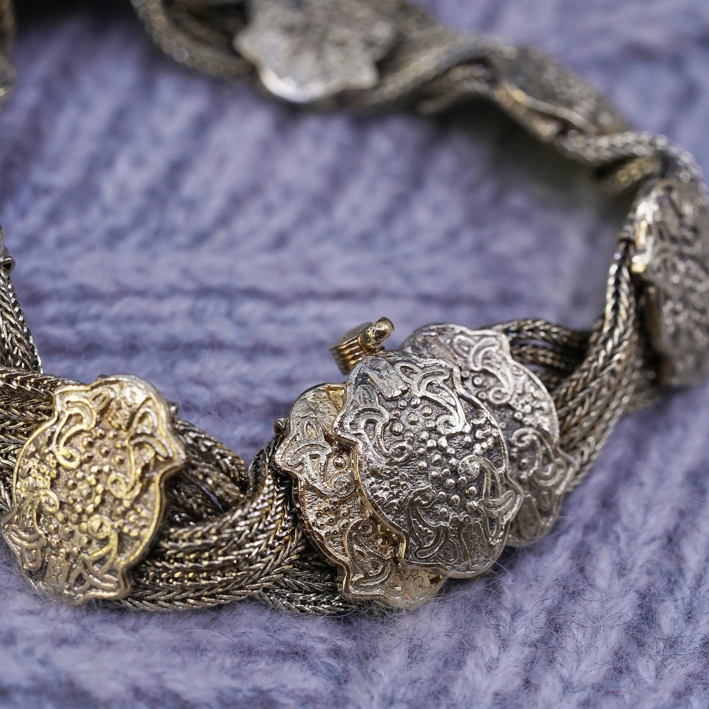 6.75", vintage vermeil gold filled handmade Sterling 925 silver tennis bracelet