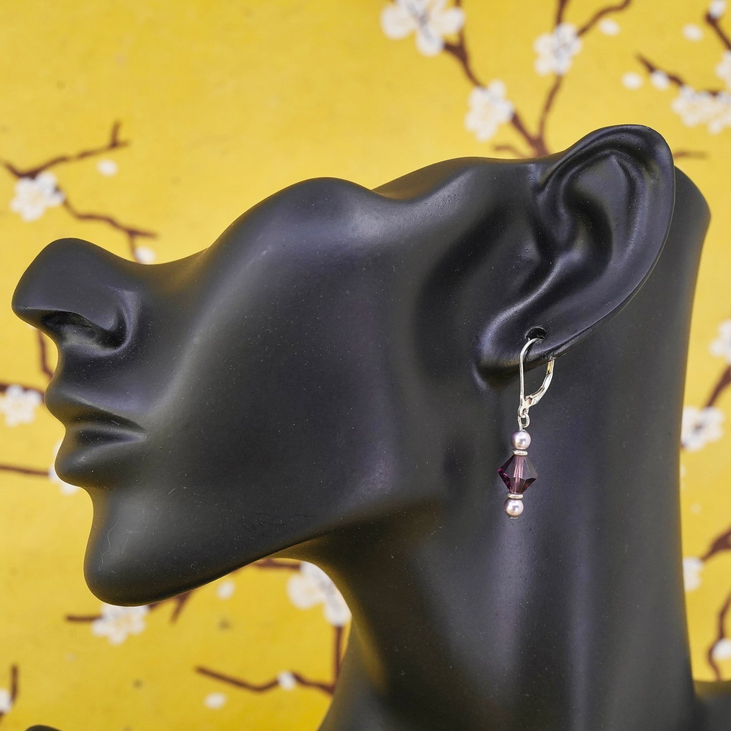 Vintage Sterling 925 silver handmade earrings with amethyst