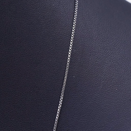 25" 1mm, Vintage sterling silver box chain, 925 silver necklace
