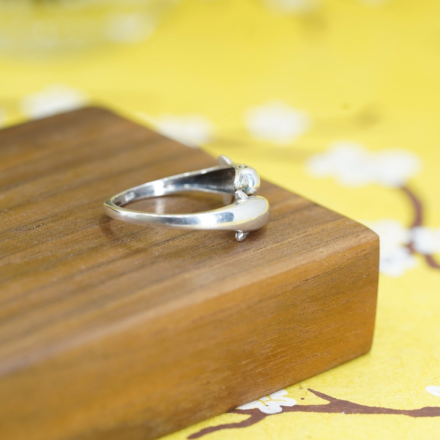 Size adjustable, Sterling silver handmade ring, 925 wrap lover dolphin band