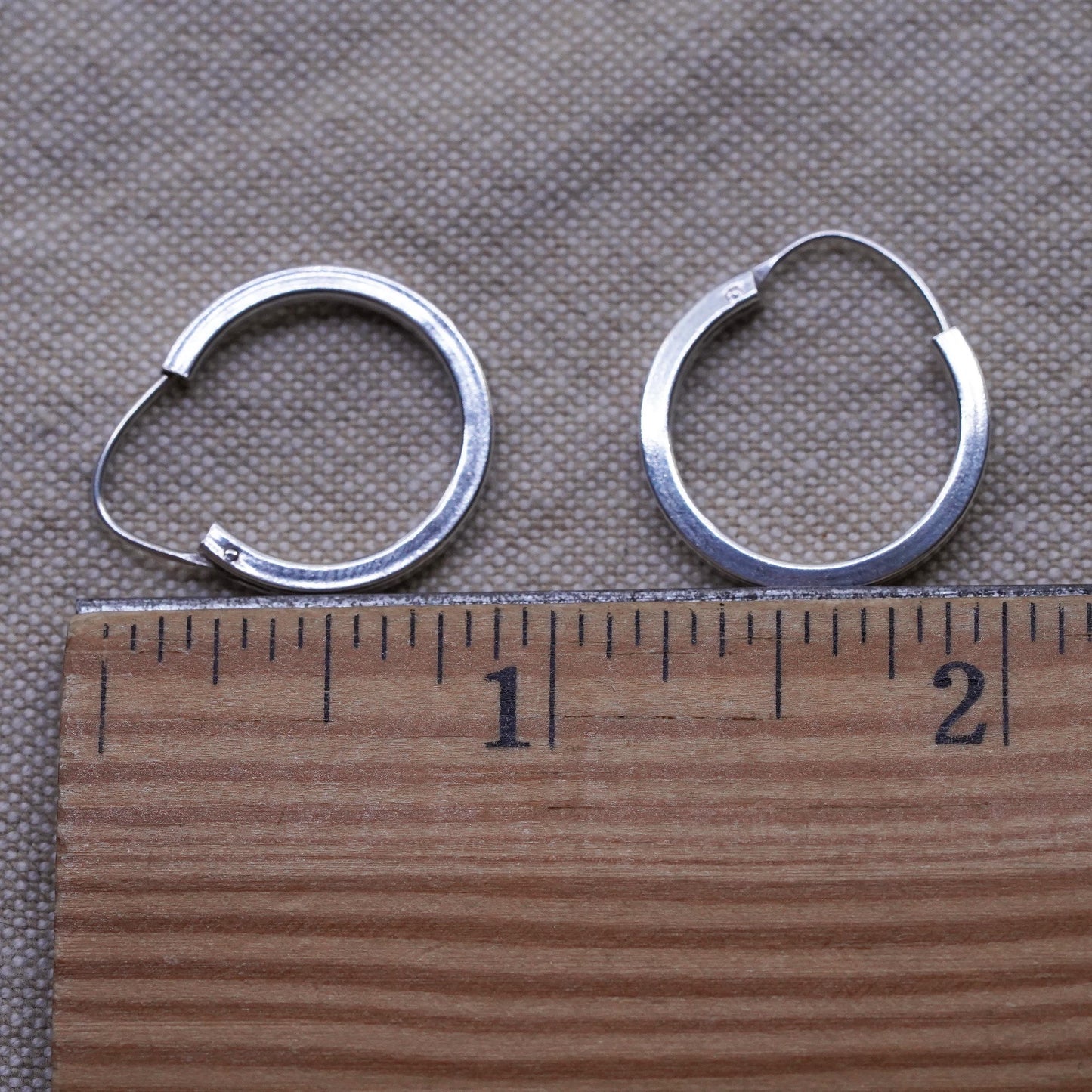 1", vintage Sterling silver handmade earrings, 925 silver hoops