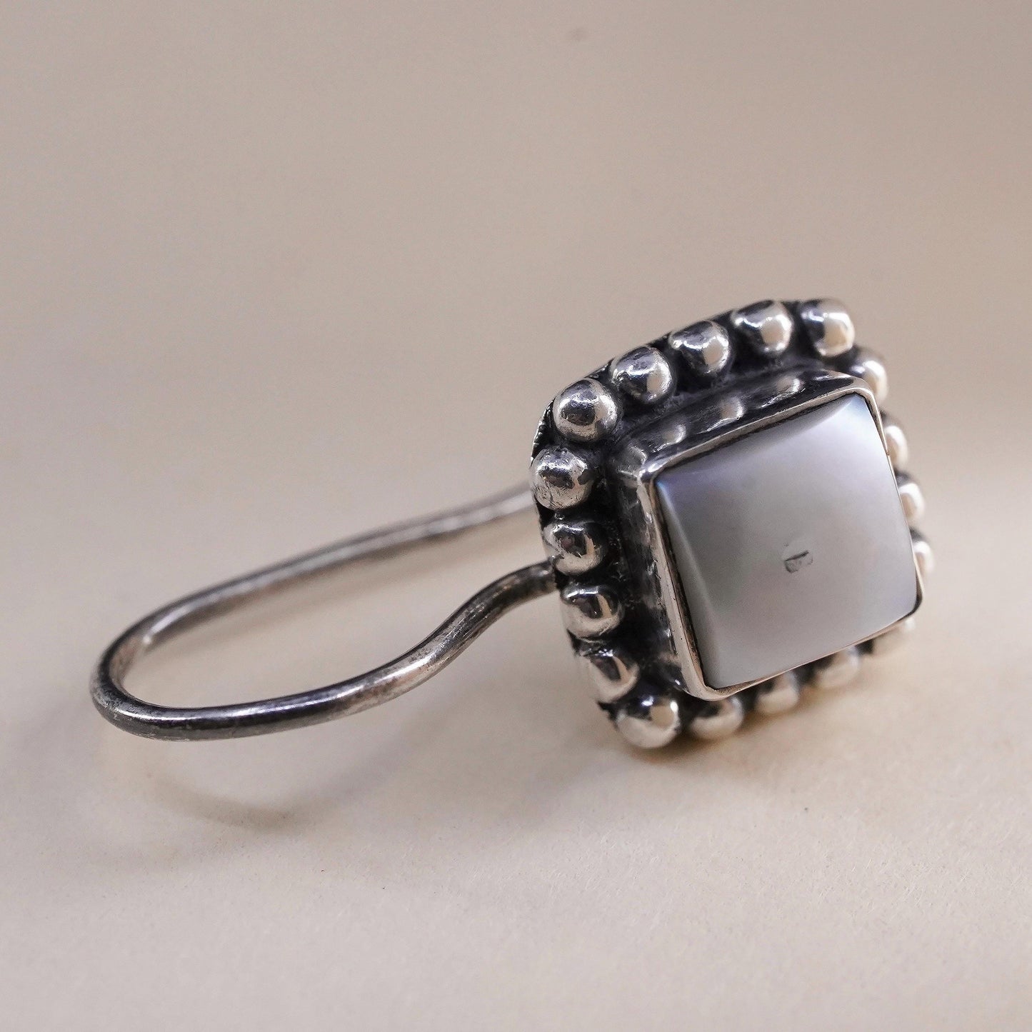 Retired Silpada W1394 Pearl Button Square single earring .925 Sterling Silver