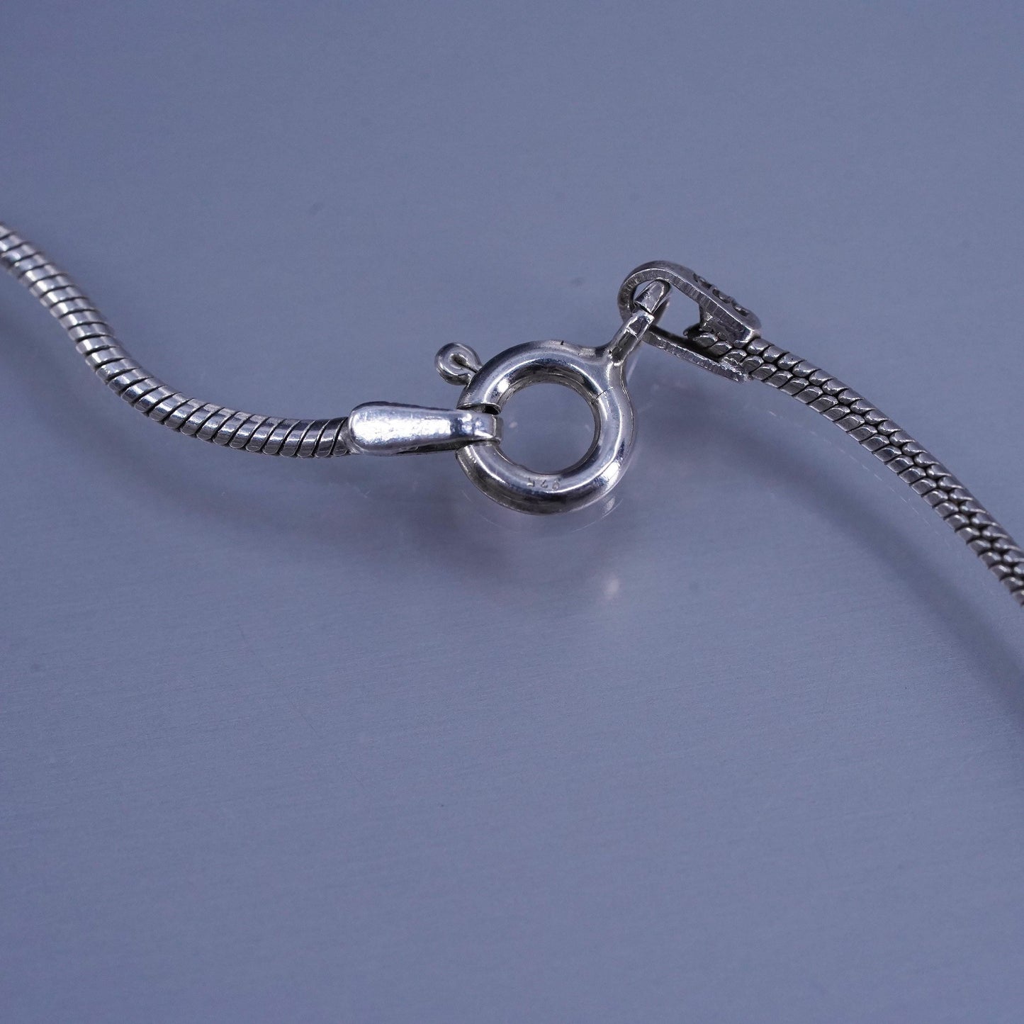 20” 1mm, vintage Italy Sterling 925 silver snake chain necklace
