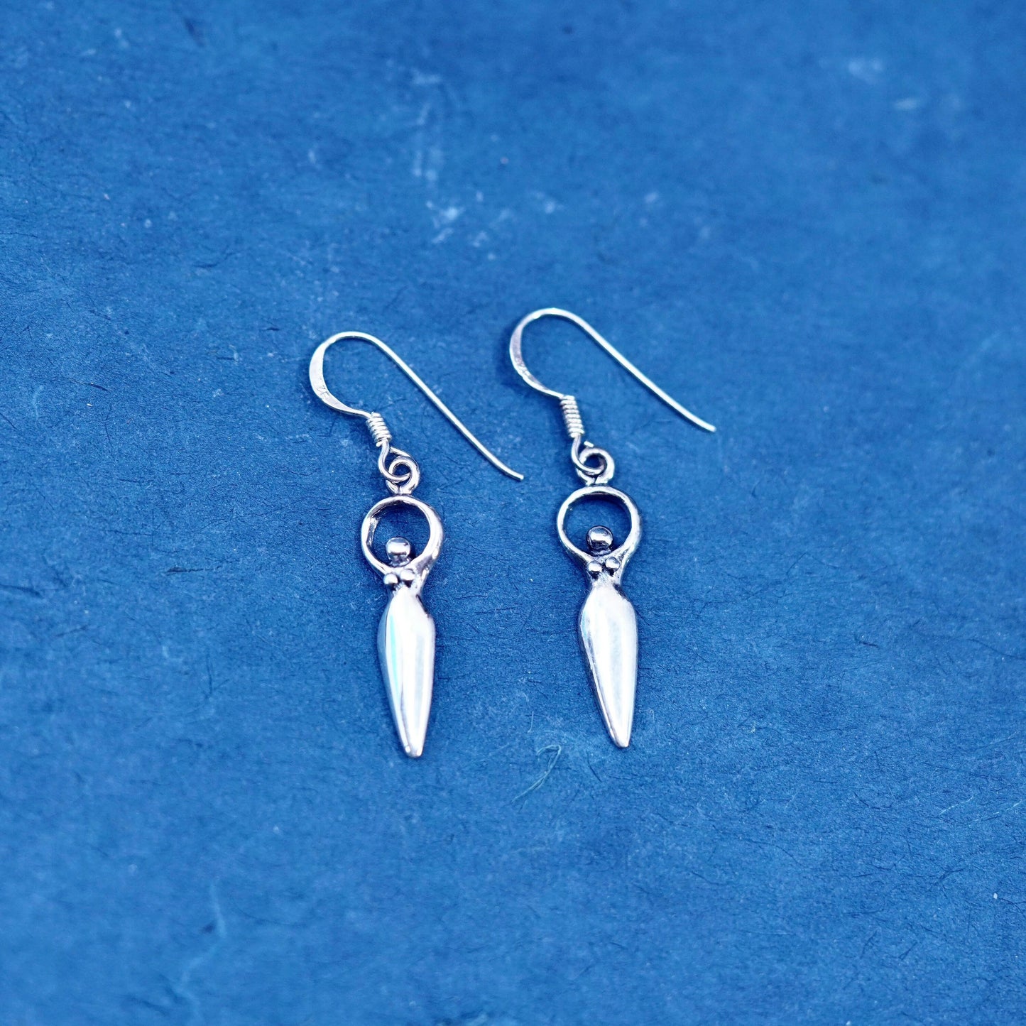 Vintage Sterling Silver handmade Earrings. 925 fertility goddess dangles