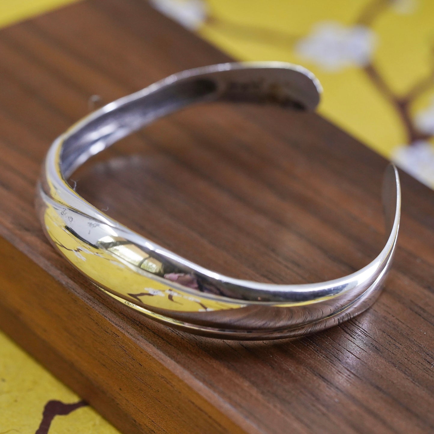 7", Vintage Kabana Sterling silver handmade bracelet, modern 925 wavy cuff