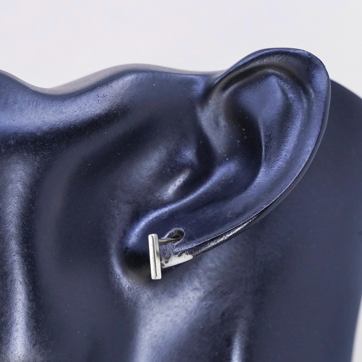 Vintage minimalist Yellow Gold Plated Sterling silver earrings, 925 bar studs