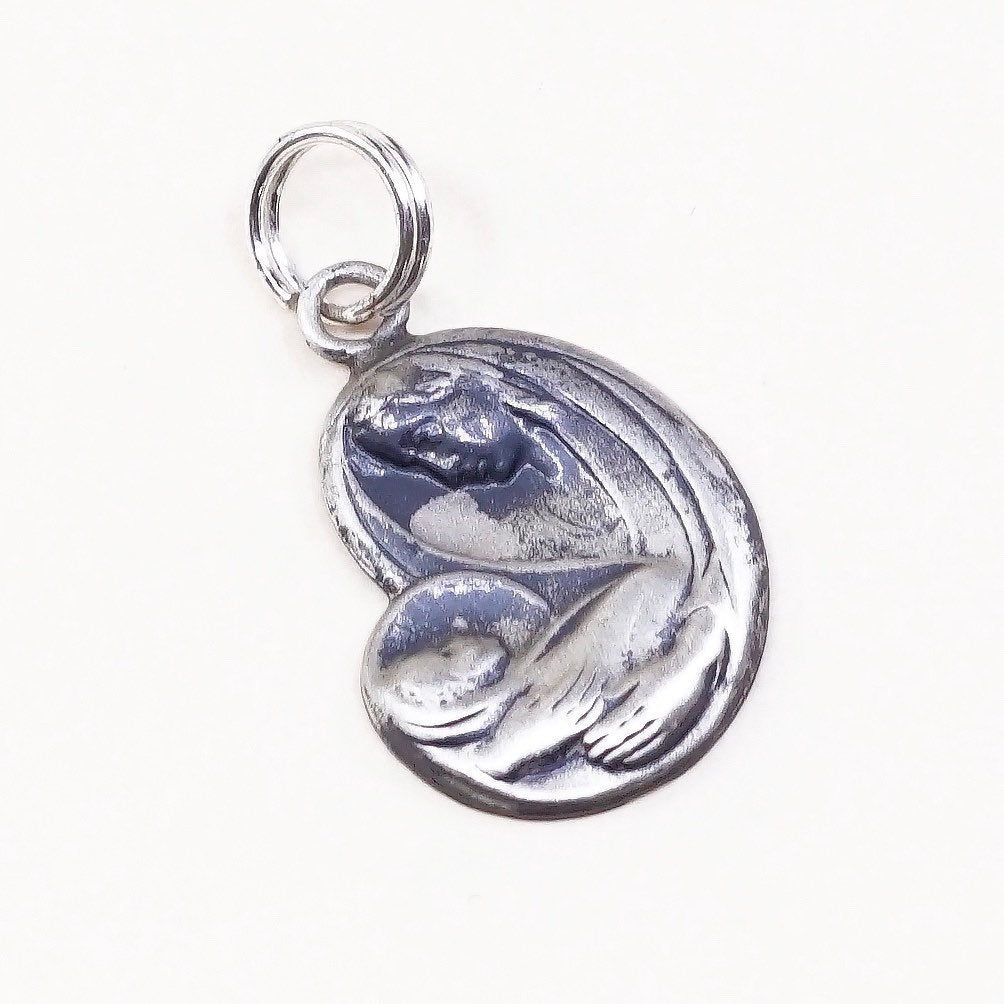 VTG sterling 925 silver handmade pendant, Mother and baby, motherhood