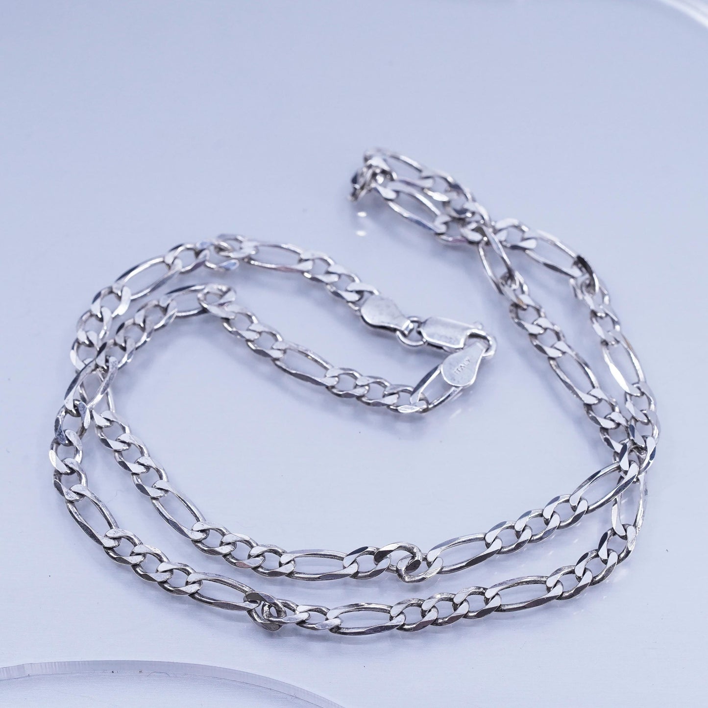 20” 5mm, vintage Italian Sterling 925 silver figaro chain necklace