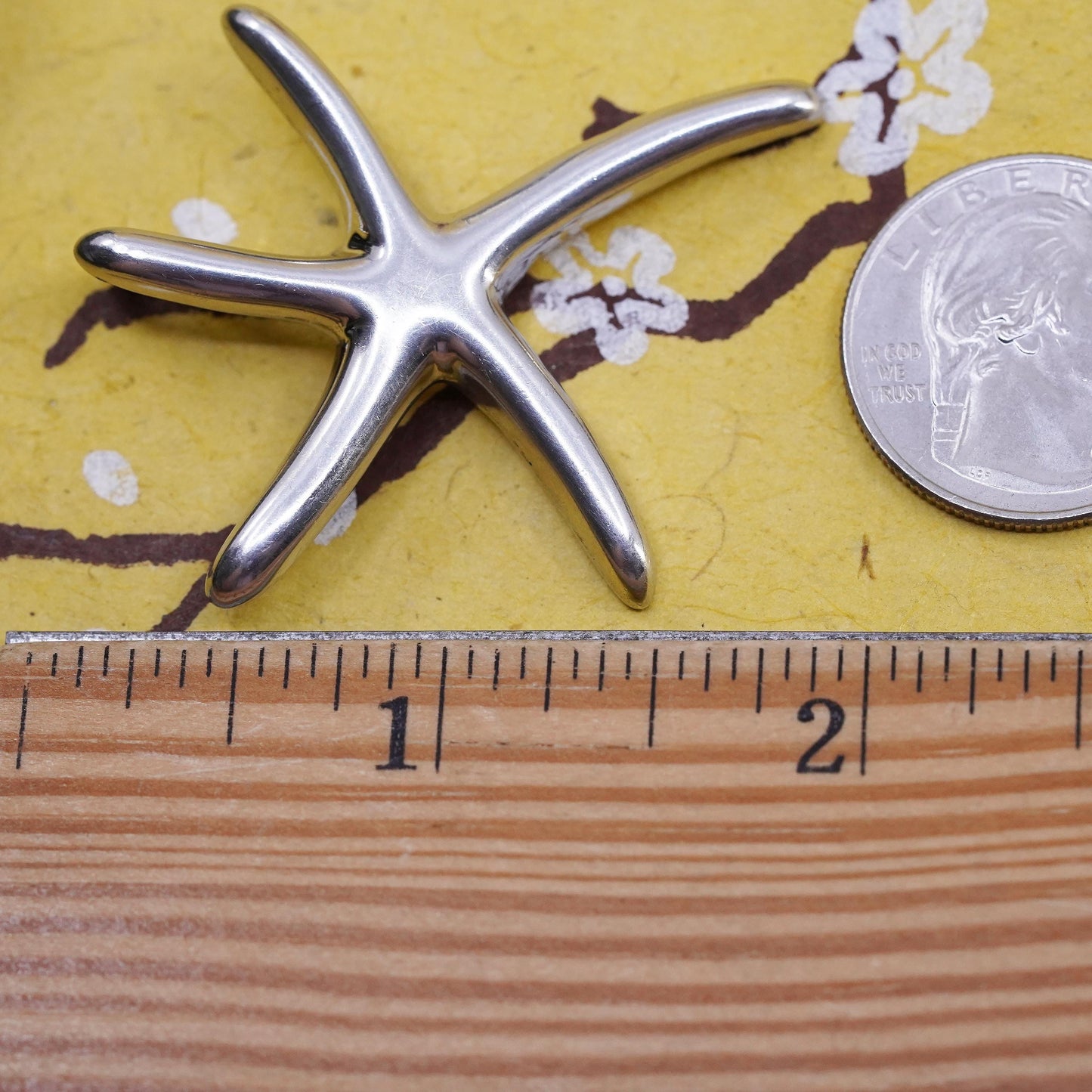 Vintage sterling silver handmade pendant, 925 star, starfish, unique