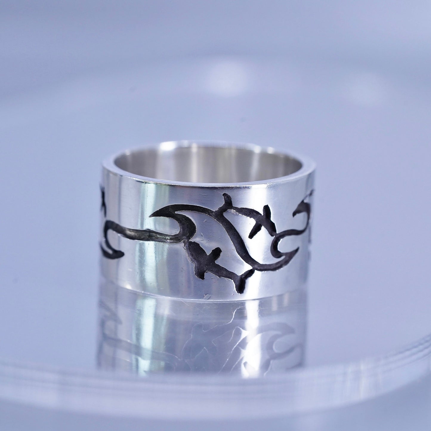 Size 11.5, Native American southwestern Sterling 925 silver ring, wide band