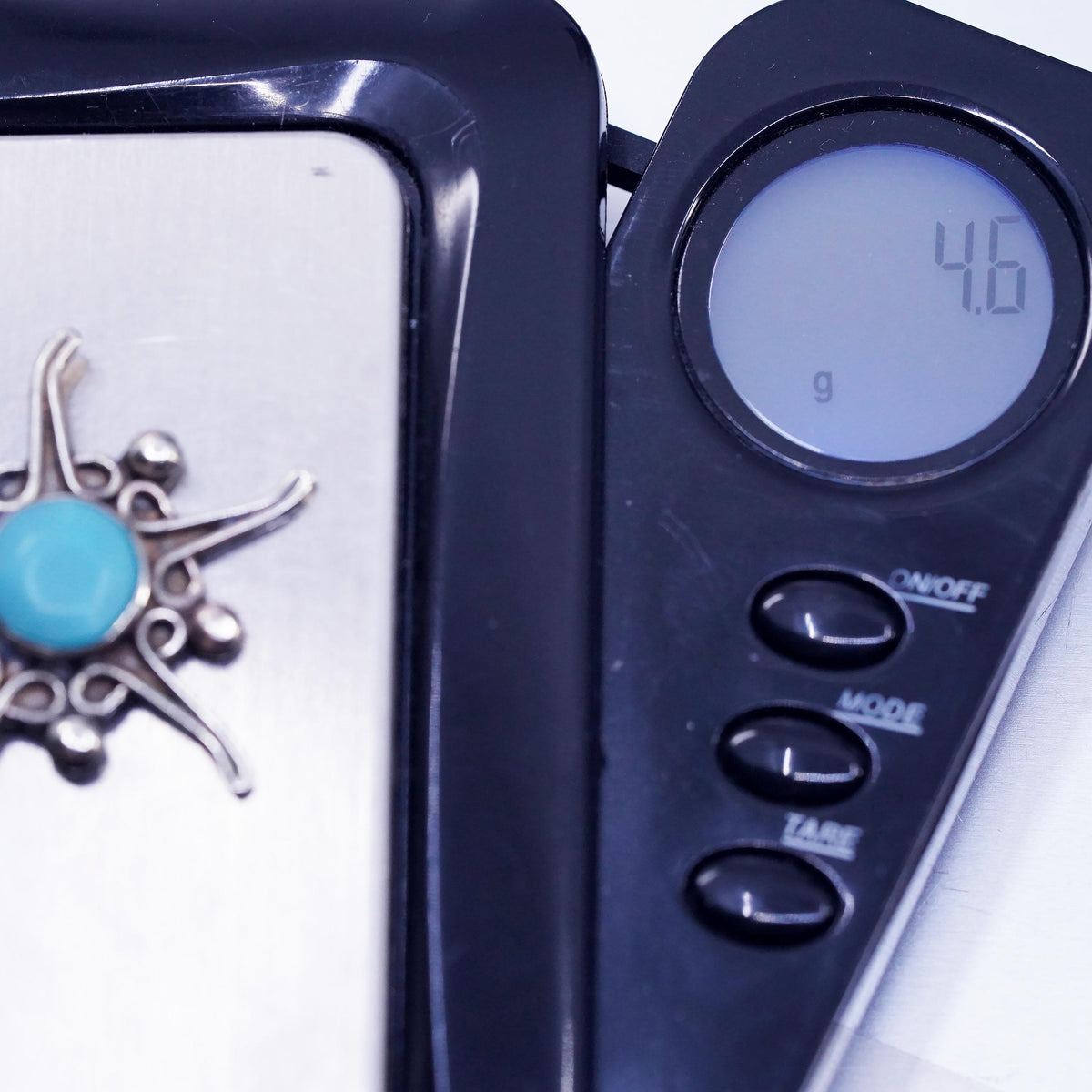 Vintage handmade Sterling 925 Silver earrings, Turquoise Sun dangles
