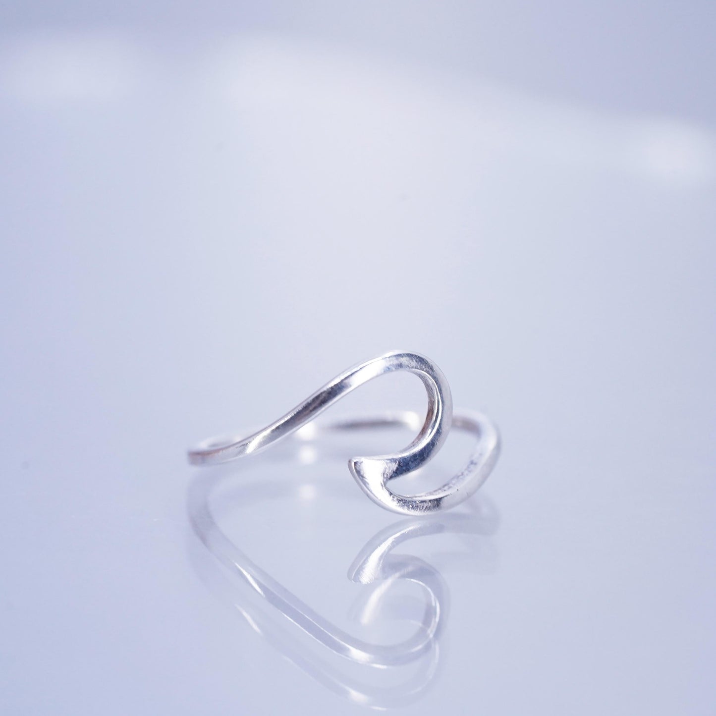 Size 4.5, vintage modern Sterling 925 silver handmade ring, wavy band